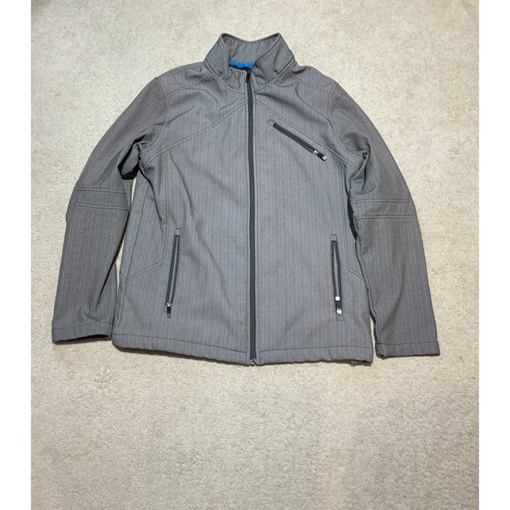 BKE Jacket Mens Large Gray Soft Shell Full Zip Lightweight Zip Pocket Casual Mod